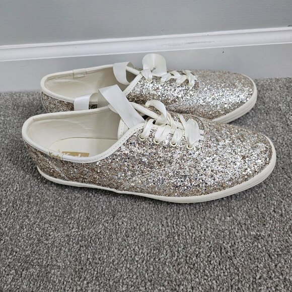 Kate Spade x Keds Glitter Sneakers – Satin Laces – Size 9.5D - Picture 2 of 6